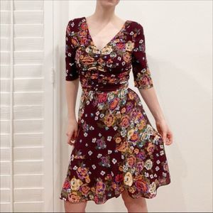WAYF Gabby Floral Print Short Sleeve Ruched Mini Dress